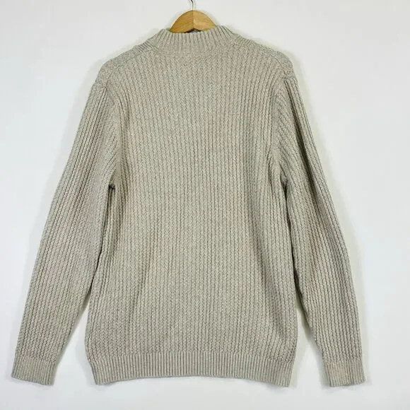 Eddie Bauer Beige Cotton Knit‎ Henley Collar Knit Sweater Men's Large Tall - Picture 4 of 6